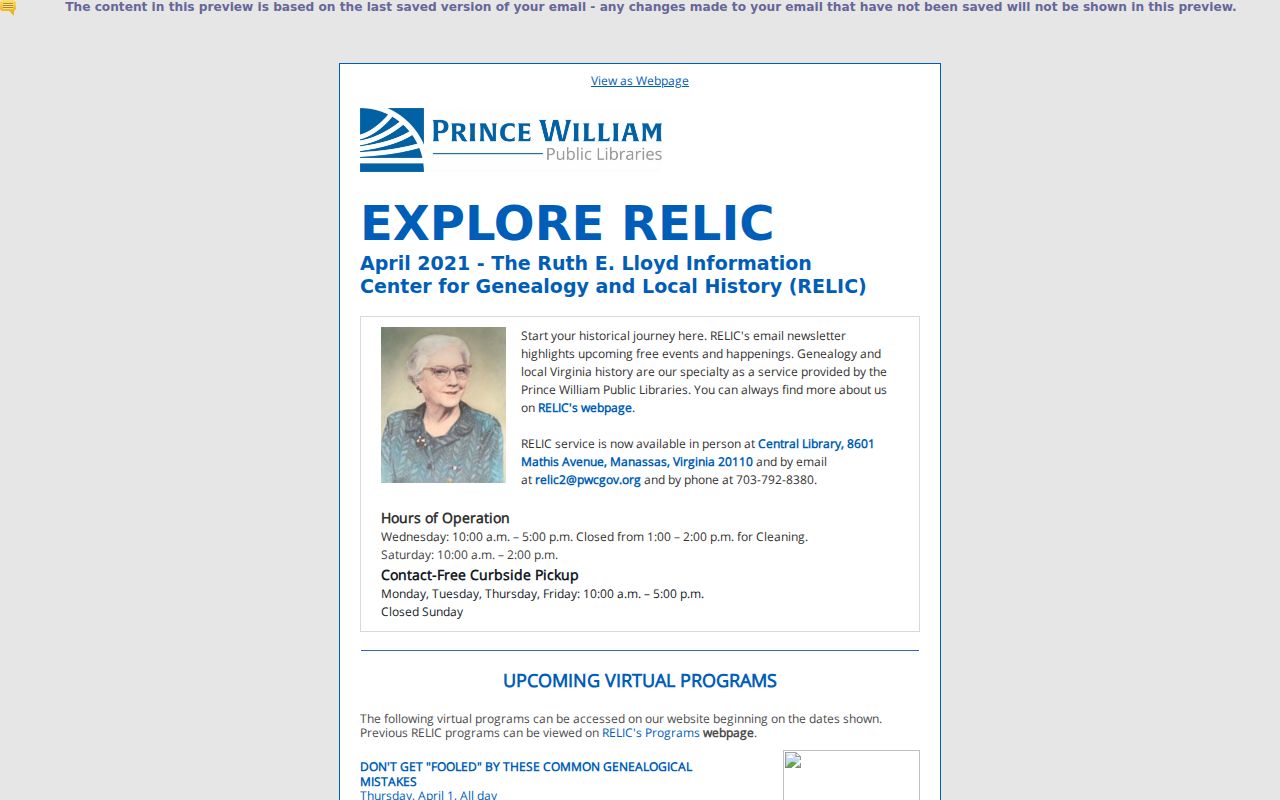 Manassas city directory RELIC newsletter describing local telephone and directory holdings