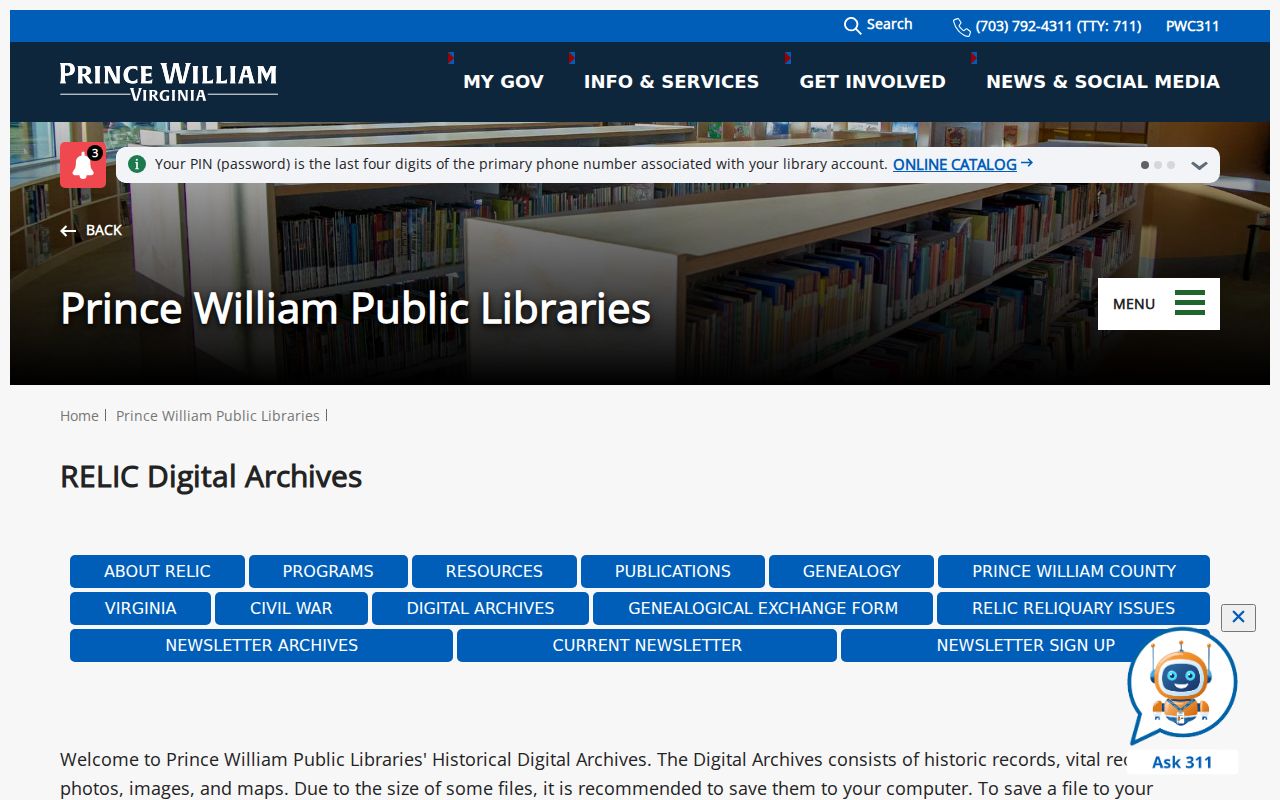 Manassas city directory research through RELIC Digital Archives collections