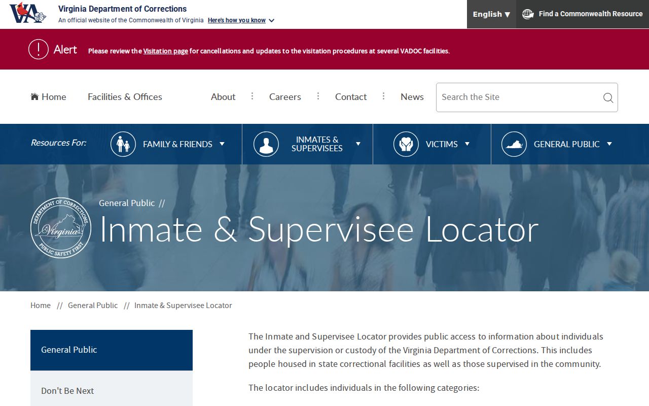 Manassas residents directory Virginia DOC inmate locator