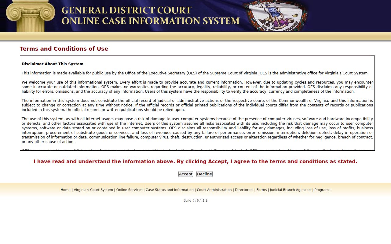 Manassas resident lookup through the Prince William General District Court search