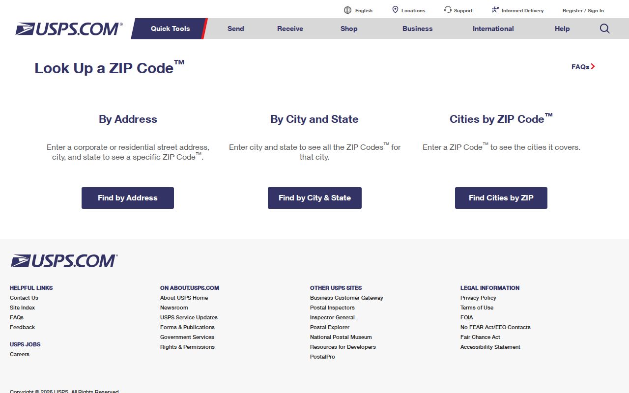 Manassas ZIP lookup USPS search screen
